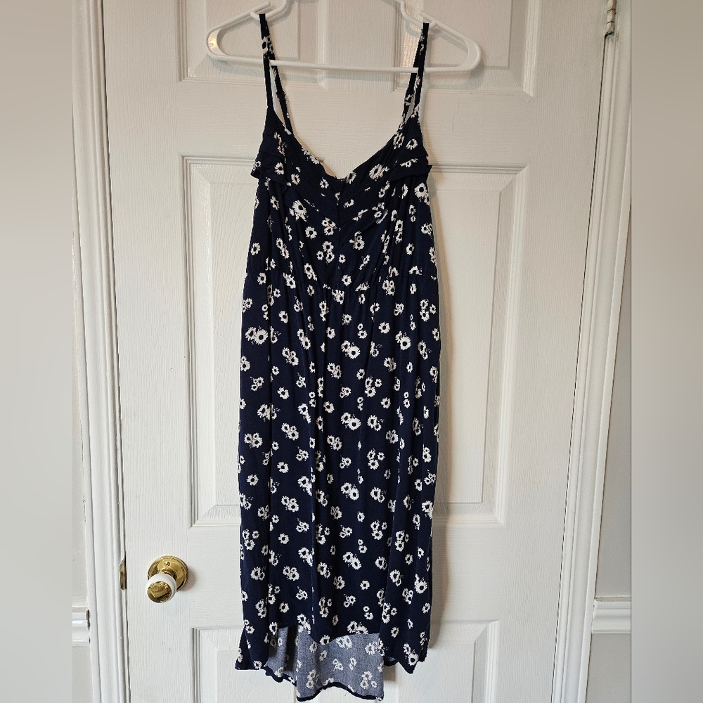 Reitmans navy floral Strappy dress stretch waist Large
